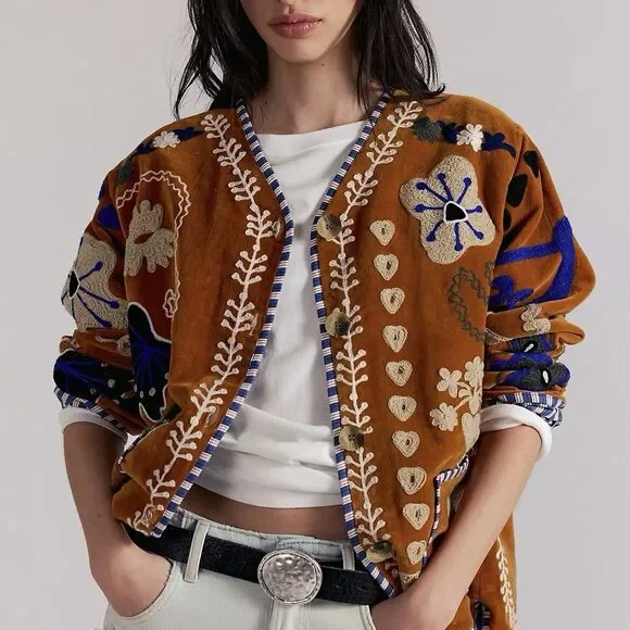 Sissel Edelbo Women’s Maggie Jacket Velvet Brown, Free People One Size - Picture 2 of 16